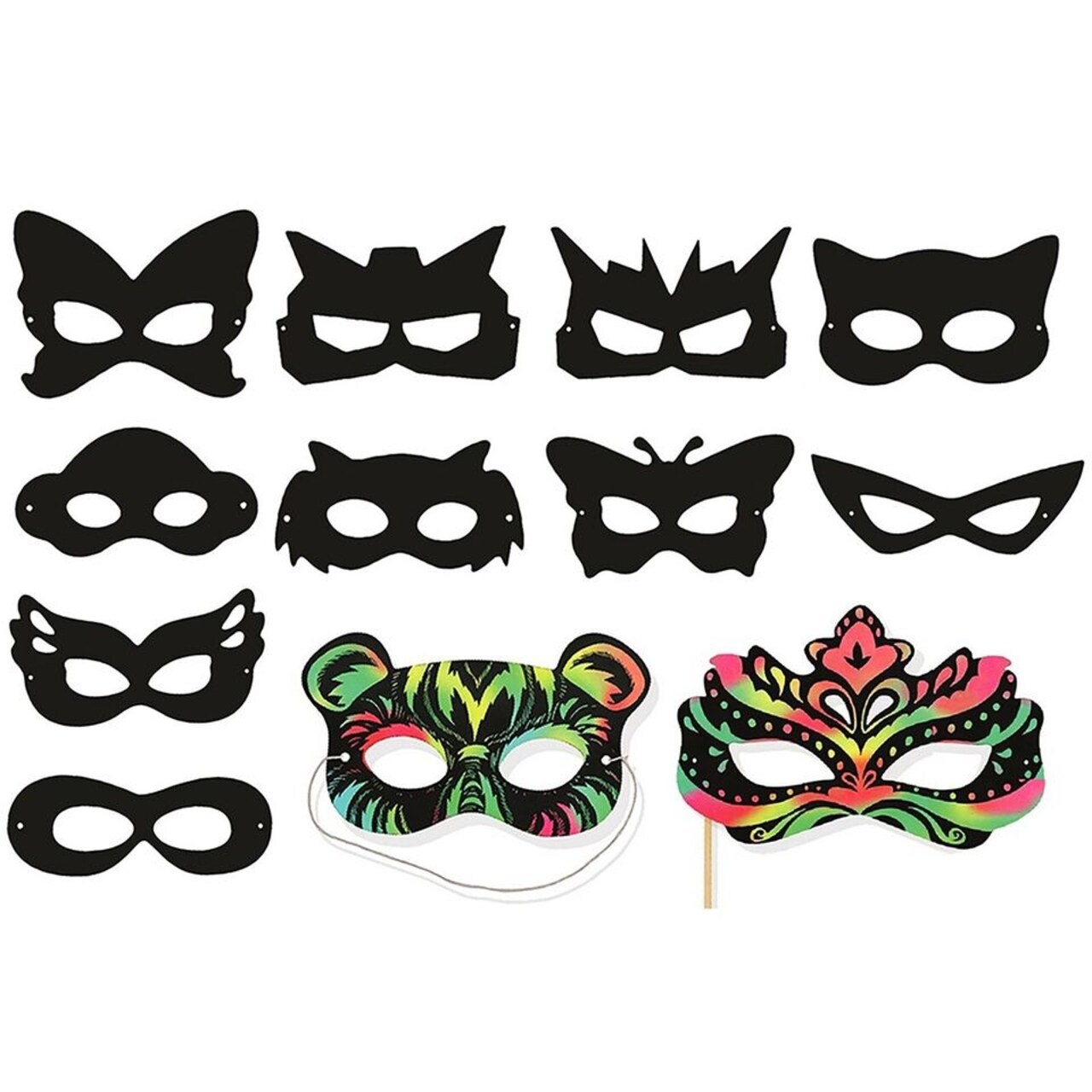24 Sets Rainbow Scratch Art Superhero Masks Costume Party Favor Kids Craft